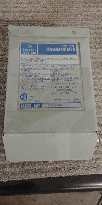 lot 34 image: GE Dry Type Transformer