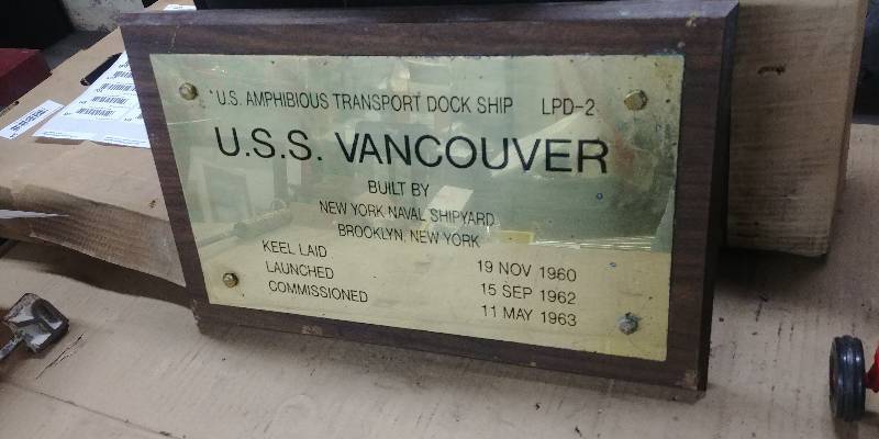 lot 73 image: USS Vancouver Plaque