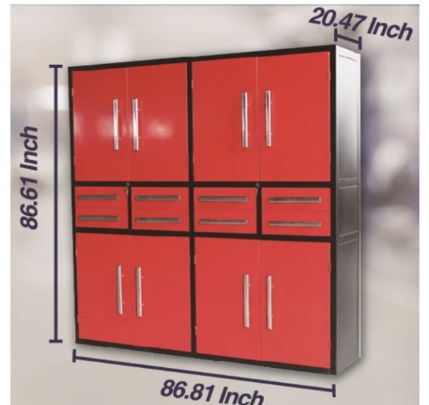lot 716 image: Unused Suihe 7ft Storage Cabinet (8 Drawers & 8 Cabinets)  Red