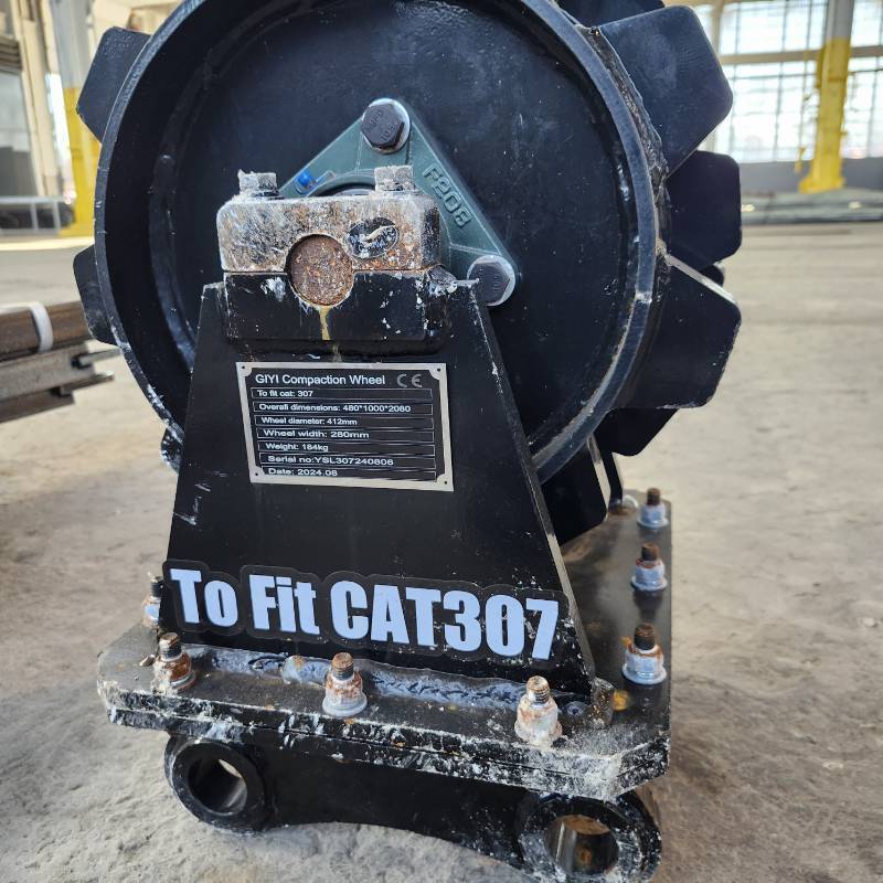 lot 8409 image: Unused GIYI Excavator Compaction Wheel - Excavator Attachments  Fits a 307 Excavator
