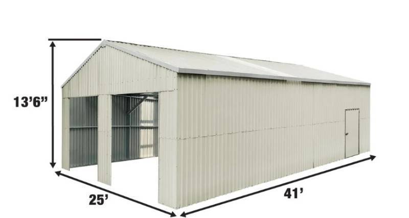 lot 3624 image: Unused TMG-MS2541 Double Garage Metal Shed 25 X 41 (box A and B)
