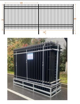 lot 6313 image: Unused 10ft x 7ft Powder Coated Steel Site Fence (Galvanized)
