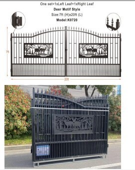 lot 6322 image: Unused 20ft Deer Metal Farm Driveway Gate