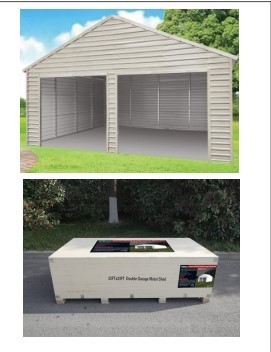 lot 6528 image: Unused Double Garage Metal Shed 22ft x 23ft
