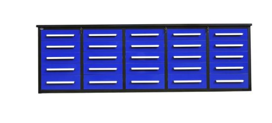 lot 1807 image: Unused 2023 Steelman 10FT-25D Blue Work Bench with 25 Drawers.  112x26x39 inch.