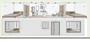 lot 96 image: 40HQ container house with two bedrooms customized design.