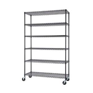 lot 35697 image: Black Anthracite 6-Tier Steel Wire Shelving Unit (48 in. W x 77 in. H x 18 in. D) - Retail $214.61