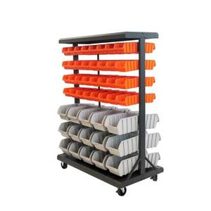 lot 35702 image: TRINITY Dual-Sided Rolling Bin Rack, 35.5x19.75x48.5 Inch, Black, Retail $999.99