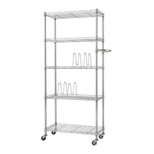 lot 35710 image: TRINITY BASICS EcoStorage 5 Tier Pantry Rack w Wheels, 24x12x55.5 Inch, Chrome