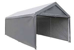 lot 9003A image: Abba Patio 10 x 20 ft Carport Heavy Duty Carport with Removable Sidewalls & Doors Portable Garage Extra Large Car Canopy for Auto, Boat, Party, Wedding, Market stall, with 8 Legs, Gray JS-C1020SW-DG