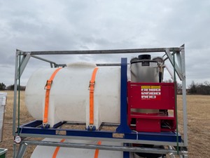 lot 20483 image: Portable Skid Mounted Heated Power Washer with Gasoline Engine and Tank
