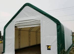 lot 20488 image: 203216DP Galvanized Trussed Frame 300 PE Fabric Storage Enclosure