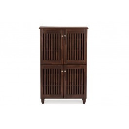lot 56017 image: INCOMPLETE - Baxton Studio SC864574 A-Dirty Oak Fernanda 4-Door Wooden Entryway Shoes Storage Tall Cabinet