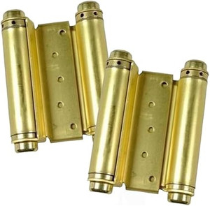 lot 30227 image: 5 Double Action Spring Hinge Saloon Door Hinge  Cafe Doors, Door Hinge for in & Out Doorway Swing, Commercial Grade Double Swing Hinge (5in Double Action Spring Hinges- SCD- Brass 2 Pack)