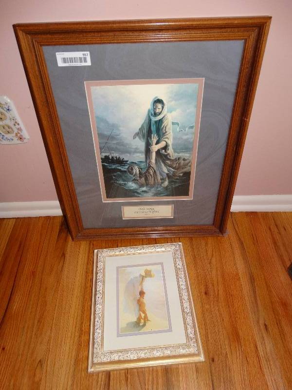 lot 957 image: MotherChild Framed Print & Jesus Double Matted Print.