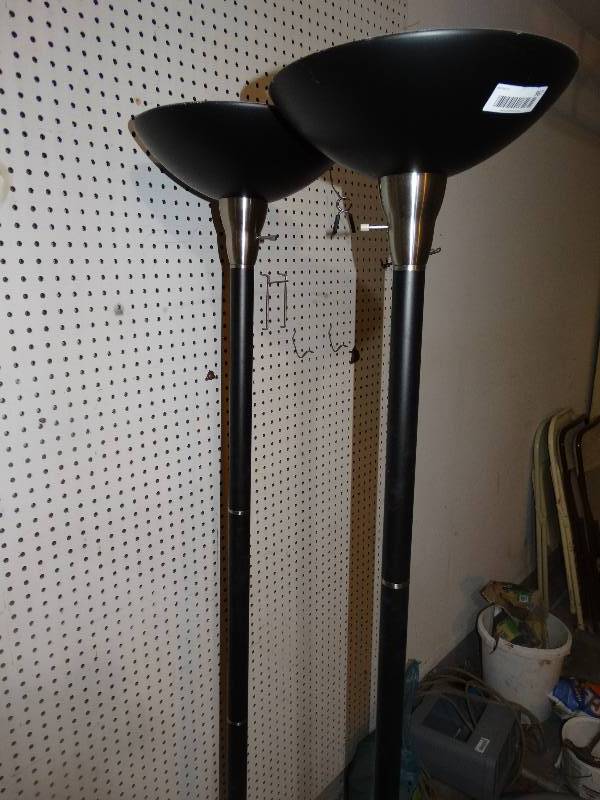 lot 967 image: 2 Black Metal Floor Lamps.