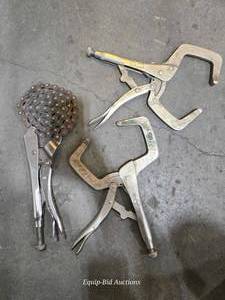 lot 49014 image: Vintage Vise-Grip Locking Pliers Set with Chain Wrench