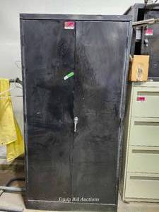 lot 48513 image: Black Metal Storage Cabinet