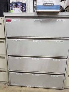 lot 48517 image: 4-Drawer Lateral File Cabinet with Files