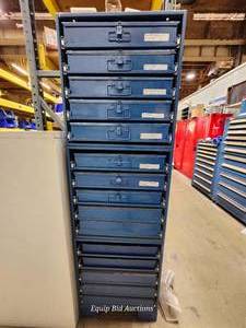lot 48567 image: Kimball Midwest Industrial Hardware Cabinet with Socket Sets and Roll Pins