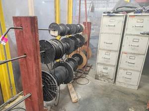 lot 48616 image: Industrial Seal Spool Rack with File Cabinets And All Contents&nbsp
