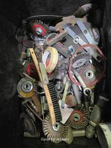 lot 34220 image: Large Lot of Industrial Wire Brushes and Grinding Wheels, and More