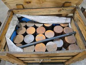 lot 34226 image: Large Steel Round Stock Collection in Wooden Crate&nbsp