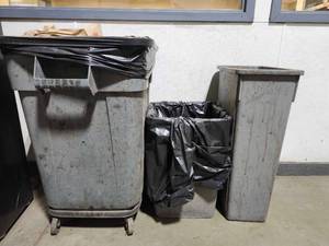 lot 36867 image: Commercial Rolling Waste Bin Set&nbsp