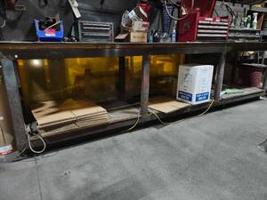 lot 49290 image: 12ft Industrial Steel Workshop Workbench With Back