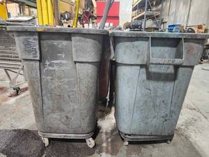 lot 49348 image: (2) Industrial Mobile Waste Bins with Wheels&nbsp