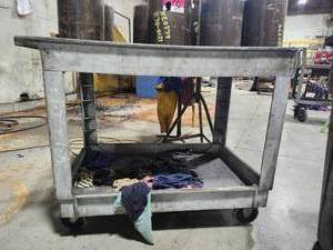 lot 49354 image: Industrial Heavy-Duty Metal Cart with Wheels