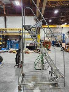 lot 49379 image: Industrial Rolling Safety Ladder with Handrails&nbsp
