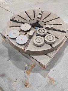 lot 34470 image: Large Industrial Lathe Faceplate with T-Slots&nbsp