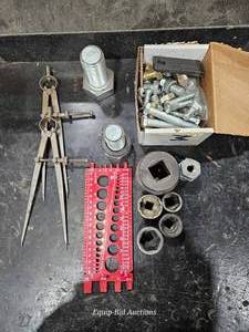 lot 48754 image: Vintage Tool Lot - Dividers, Sockets &amp Hardware&nbsp