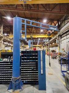 lot 20278 image: Gorbel 500 lbs Jib Crane with CM Electric Chain Hoist&nbsp