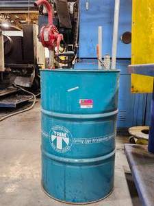 lot 35431 image: Industrial TRIM Metalworking Fluid Barrel with Manual Pump&nbsp