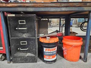 lot 48893 image: 2-Drawer Filing Cabinet with FRAM Hydraulic Fluid&nbsp