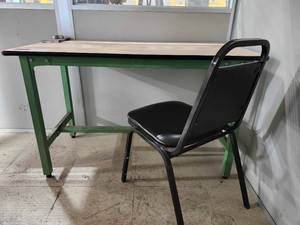 lot 35441 image: &nbspIndustrial Desk and Chair Set&nbsp
