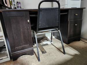 lot 35457 image: (2) Black Computer Desk with Storage Cabinet&nbsp