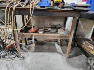 lot 36878 image: Vintage Industrial Workbench, Contents Not Included&nbsp