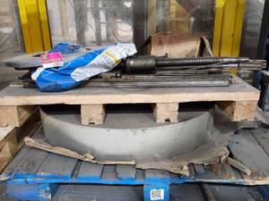 lot 43894 image: Solid Aluminum and Industrial Screws with Mounting Plates and Curved Component
