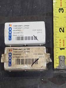 lot 34669 image: SECO 11NR14NPT CP500 Threading Inserts - Set of 3&nbsp