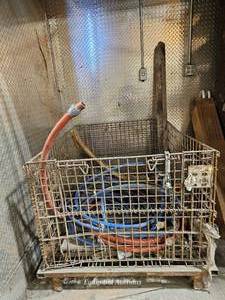 lot 20329 image: Industrial Wire Storage Basket with Air Hoses
