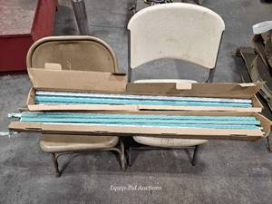 lot 20352 image: Metal Folding Chairs with Fluorescent Light Tubes&nbsp&nbsp