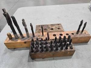 lot 36932 image: Industrial Drill Bit Set with Wooden Holders&nbsp