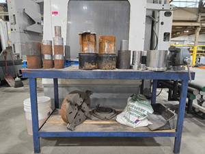 lot 36965 image: Industrial Workbench with Wilton Vise and Machine Shop Tools&nbsp