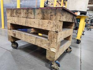 lot 43931 image: Industrial Rolling Wooden Cart&nbsp