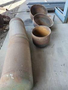 lot 50038 image: (6) Industrial Steel Pipe Sections and Caps
