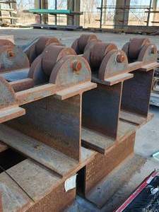 lot 50073 image: Industrial Pipe Roller Supports - Set of Multiple Units