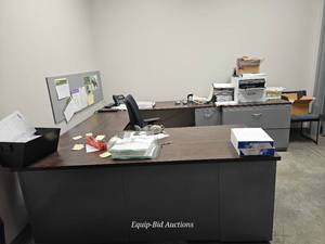 lot 50246 image: &nbspL-Shaped Office Desk Set with Contents&nbsp